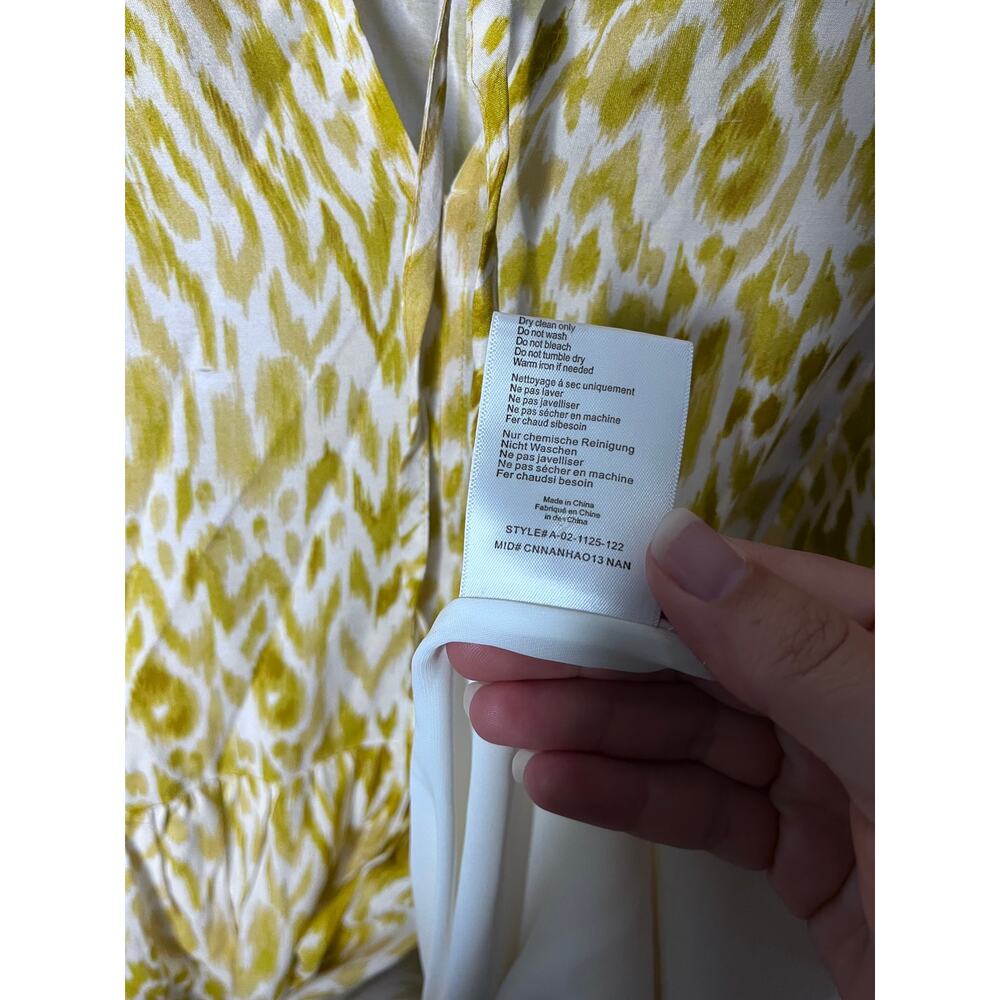 ANINE BING Madison Tiered Leopard Printed Silk Blend Long Sleeve Mini Dress M - Picture 6 of 9
